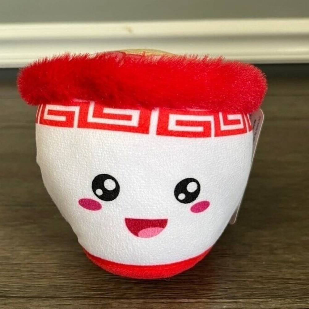 Toy Factory Ramen Bowl Plush Paradise White Kawaii Foodie Noodle Stuffed Toy NWT